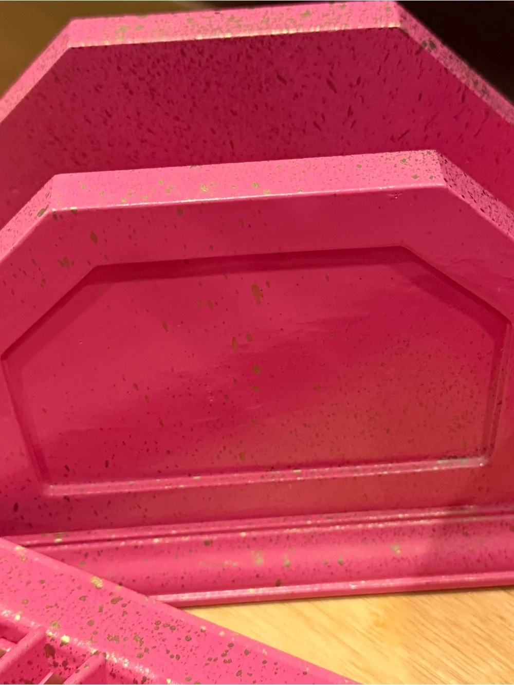 Hot Pink w/ Gold Splash & rhinestone accents Organizer Set & vent cover-Barbie